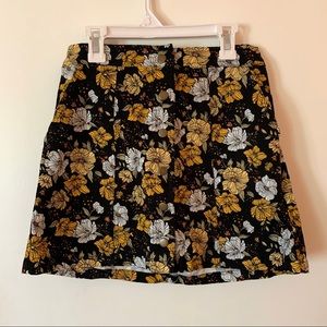 urban outfitters yellow floral corduroy skirt